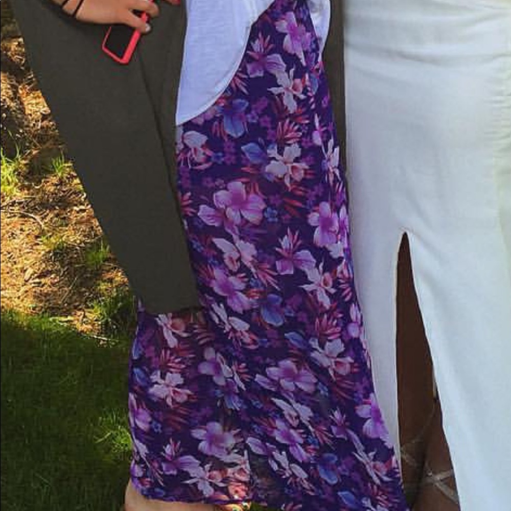 purple hawaiian flower maxi skirt